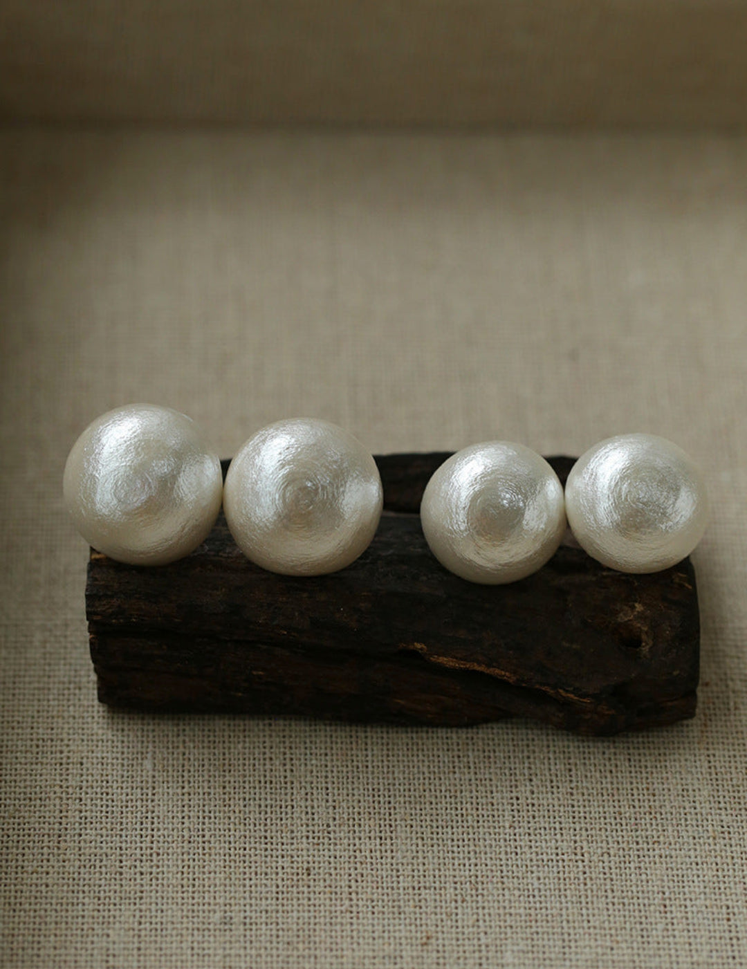 Flying Saucer Cotton Pearl Stud Earrings