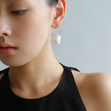 Metal Circle Baroque Pearl Drop Earrings