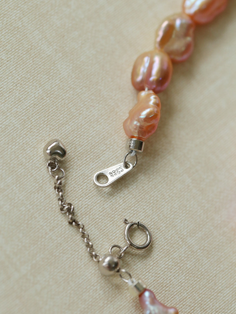 Purple-pink Irregular-shaped Pearl Necklace Gembea Jewelry