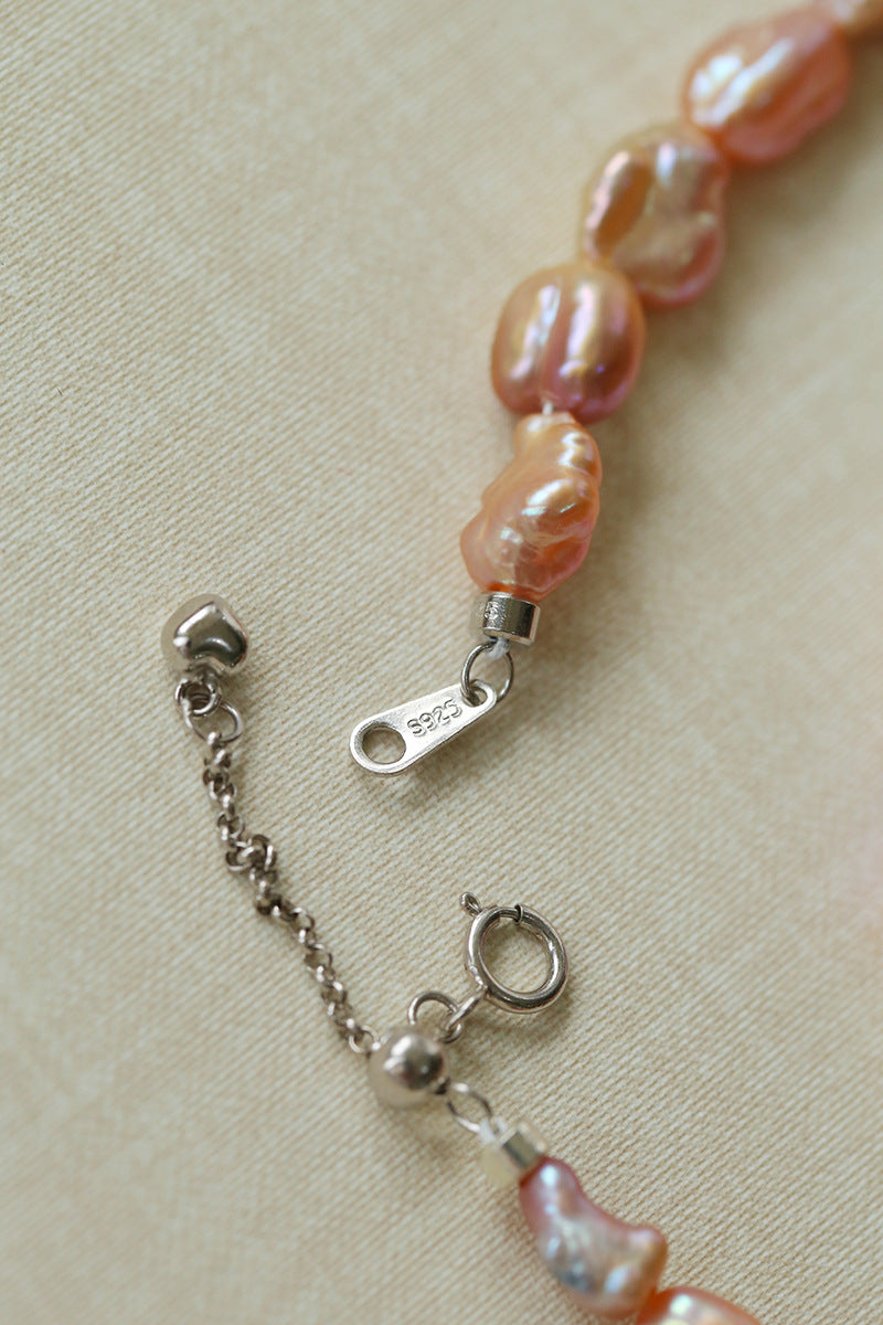 Purple-pink Irregular-shaped Pearl Necklace Gembea Jewelry