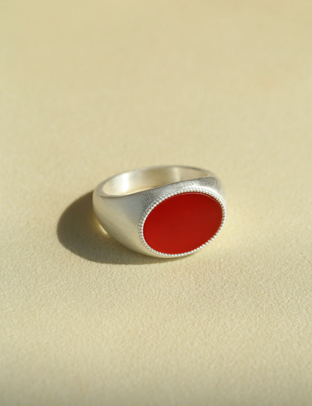 Gembea jewelry Wide Silver Brushed Agate Ring