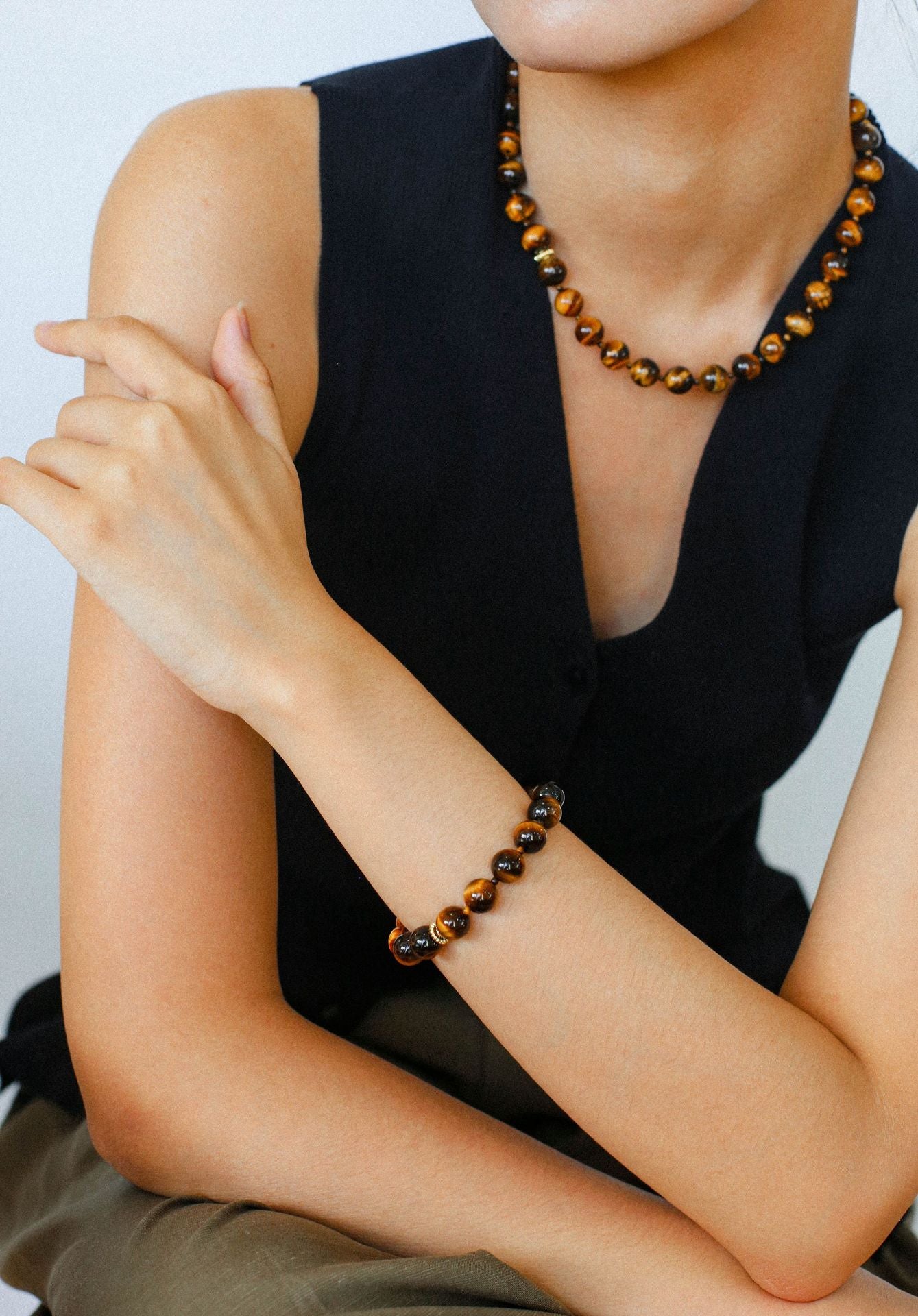 Tiger's Eye Beaded Bracelet-Gembea Jewelry