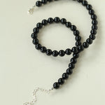 Classic Black Agate Beaded Necklace-Gembea Jewelry
