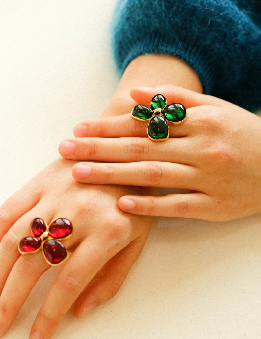 Red and Green Glazed Lilac Ring