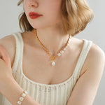 Natural Freshwater Square Pearl Chain Necklace