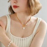 Natural Freshwater Square Pearl Chain Necklace