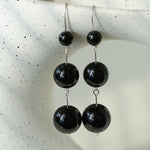 Red and Black Agate S925 Silver Hook Earrings