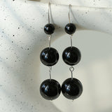 Red and Black Agate S925 Silver Hook Earrings