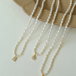 Zircon Pendant Pearl Beaded Necklace