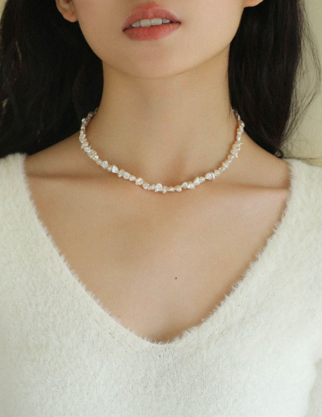 Irregular Baroque Pearl Beaded Necklace