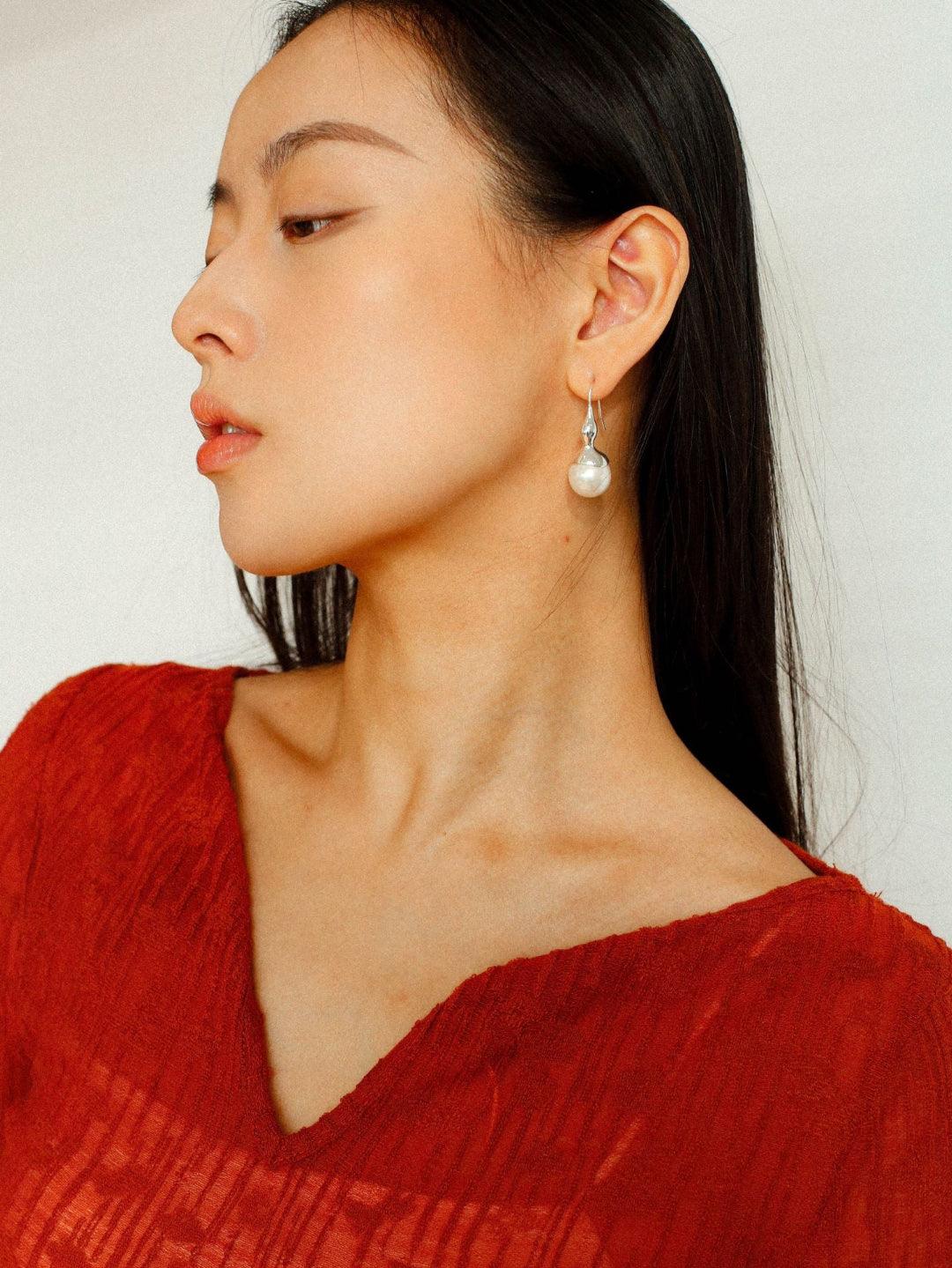 Red and Green Agate Gourd Ear Hook Earrings - Gembea Jewelry