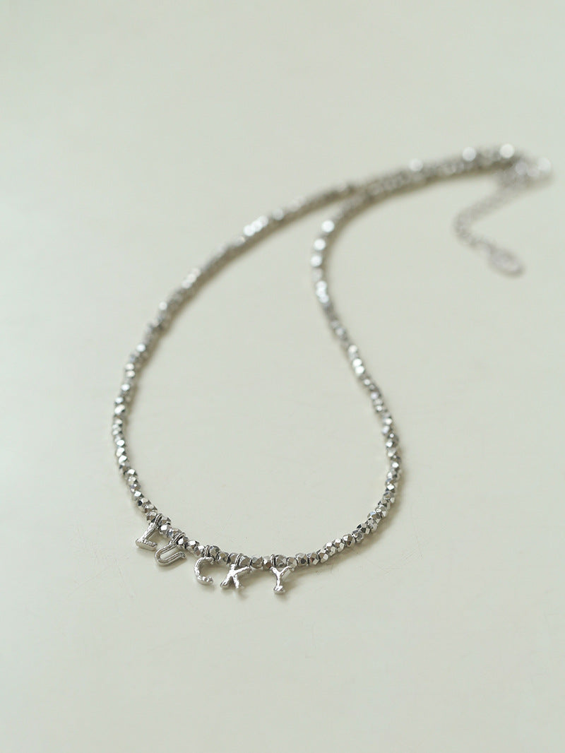 Laser Bead Lucky Letter Necklace-Gembea Jewelry