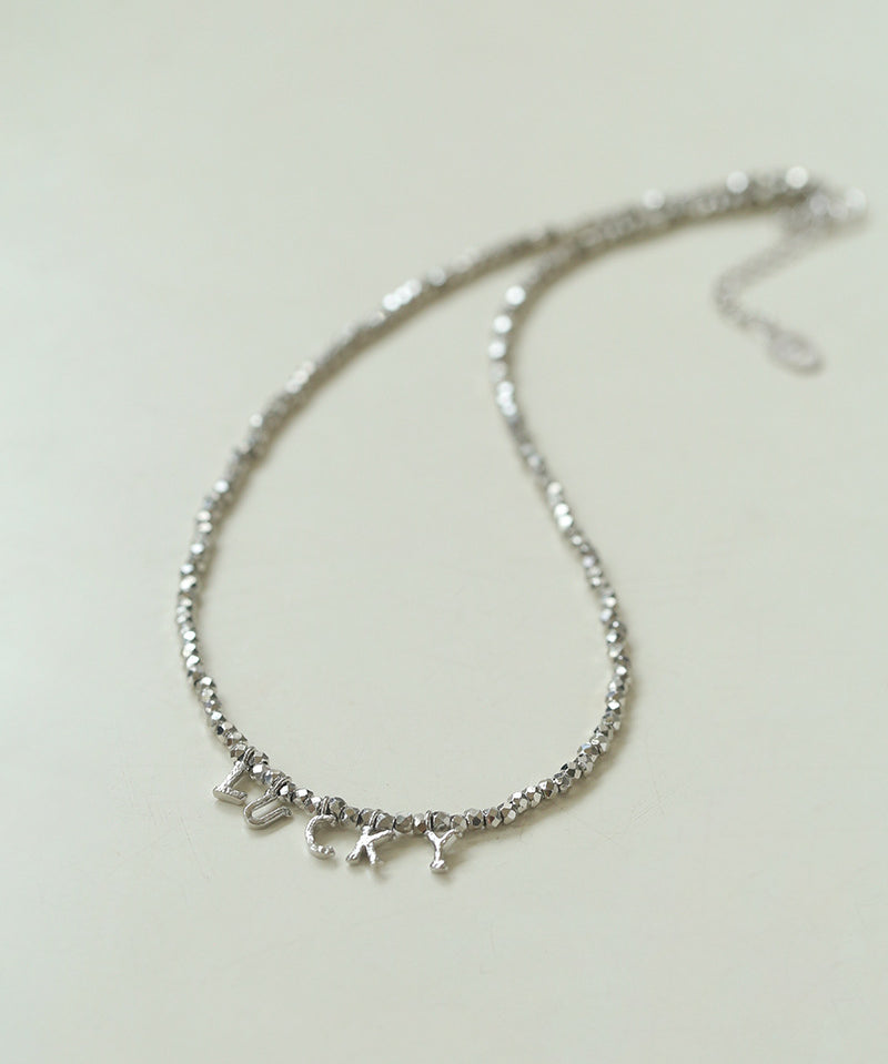 Laser Bead Lucky Letter Necklace-Gembea Jewelry