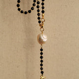 Long Black Agate Baroque Pearl Necklace