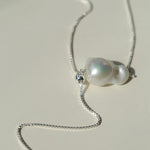 Long Pull Sterling Silver Chain Baroque Necklace