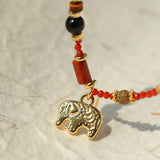 Summer Elephant Pendant Stone Beaded Necklace-Gembea Jewelry