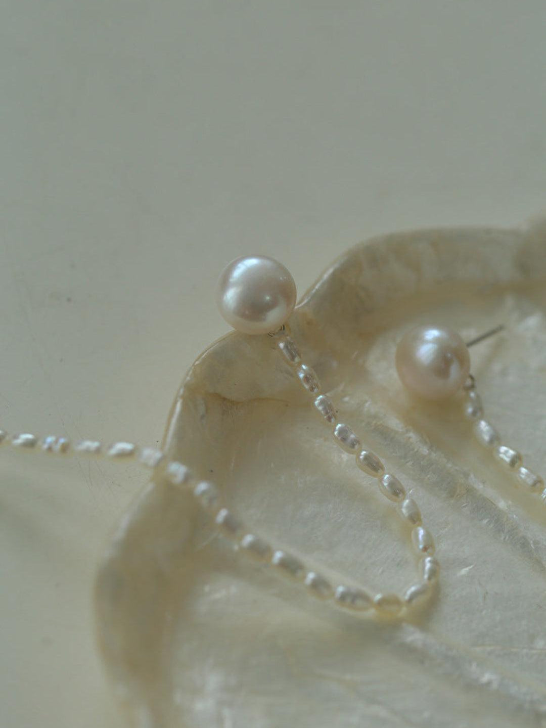 Long Rice Pearl Drop Earrings - Gembea Jewelry