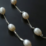 S925 Silver Chain Tassel Pearl Earrings