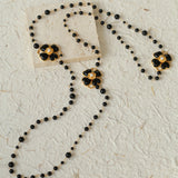 Classic Black Agate Four-leaf Clover Long Necklace