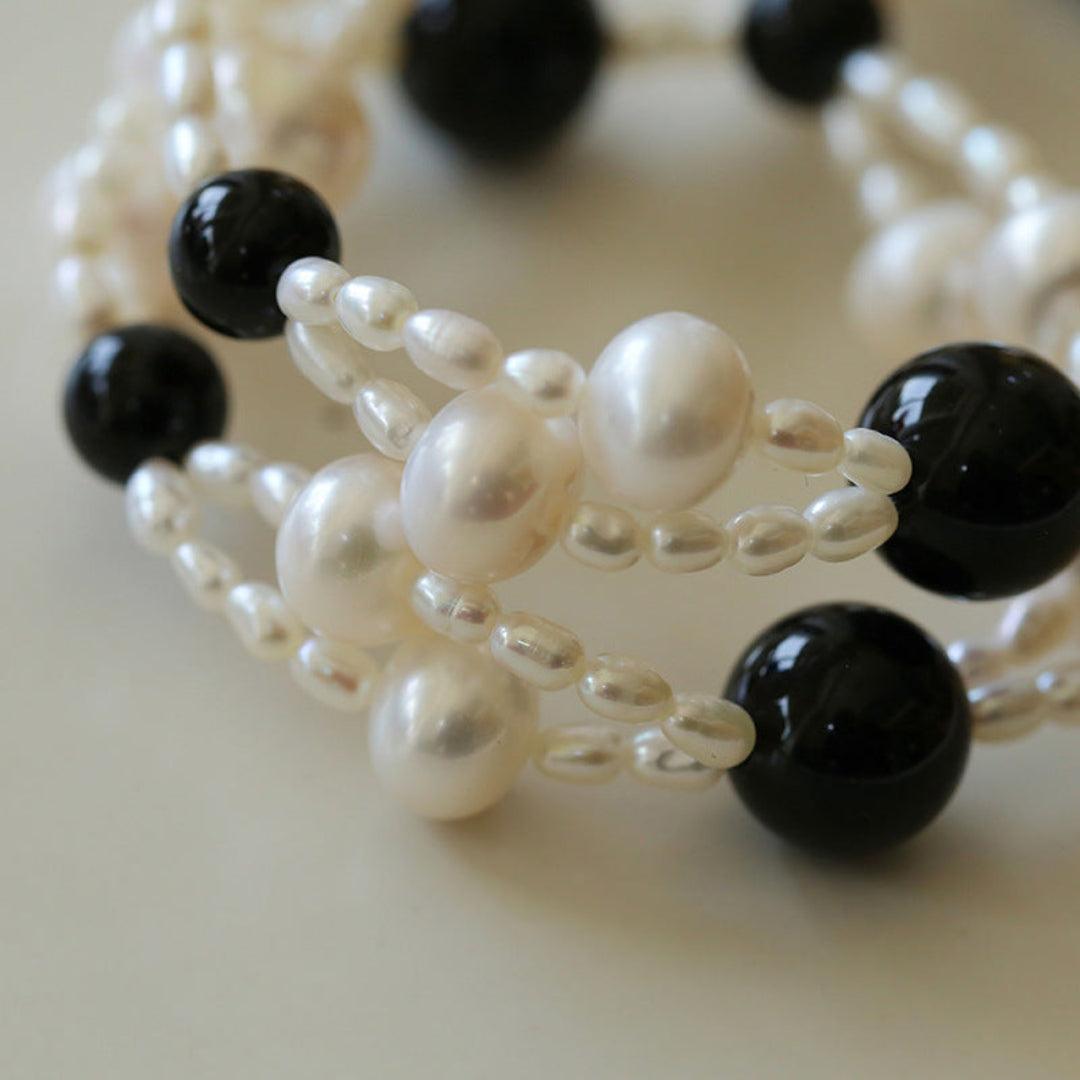 Black Agate Pearl Choker Necklace - Gembea Jewelry