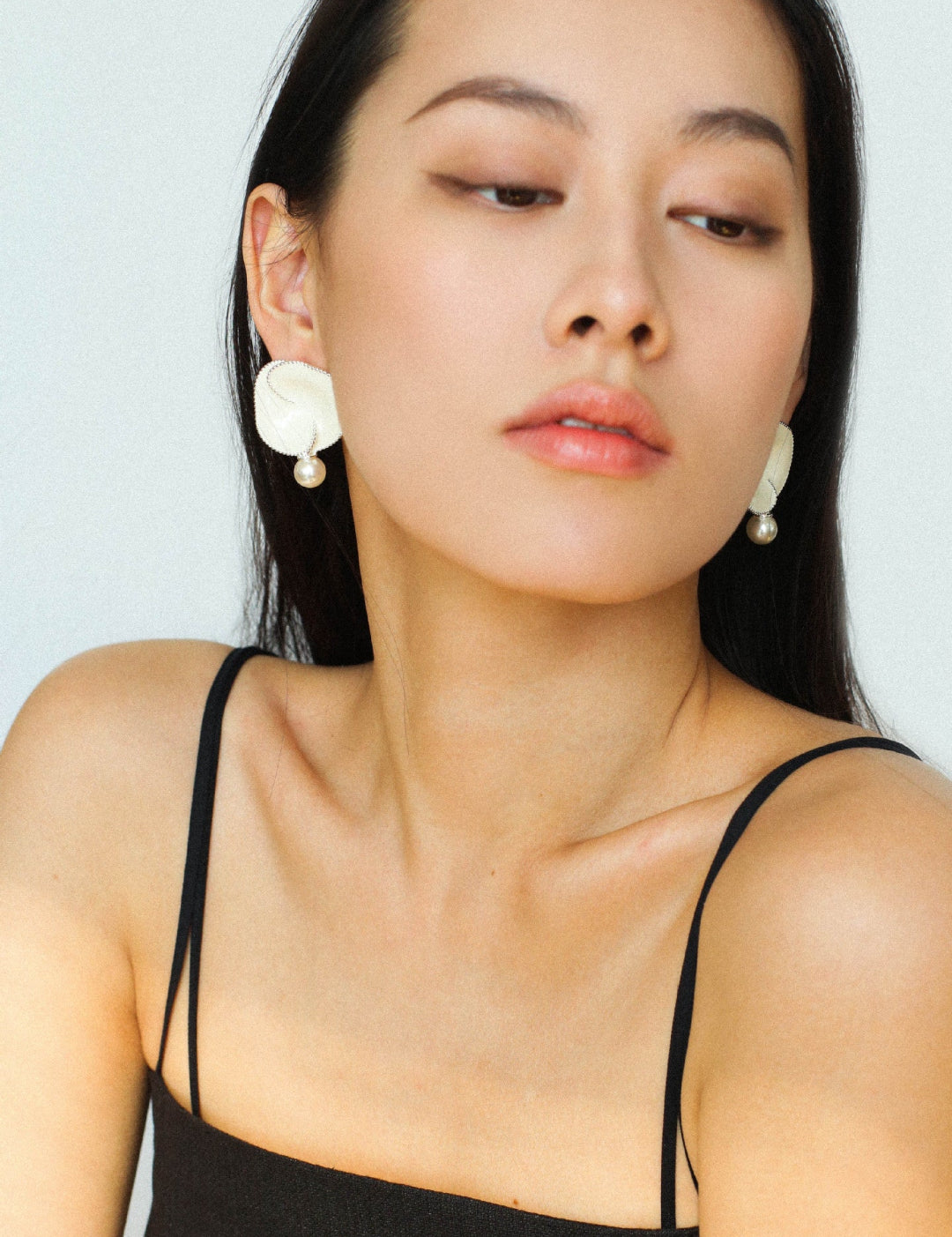 Gembea Jewelry Enamel Flower Pearl Black Agate Earrings