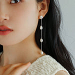 S925 Silver Chain Tassel Pearl Earrings