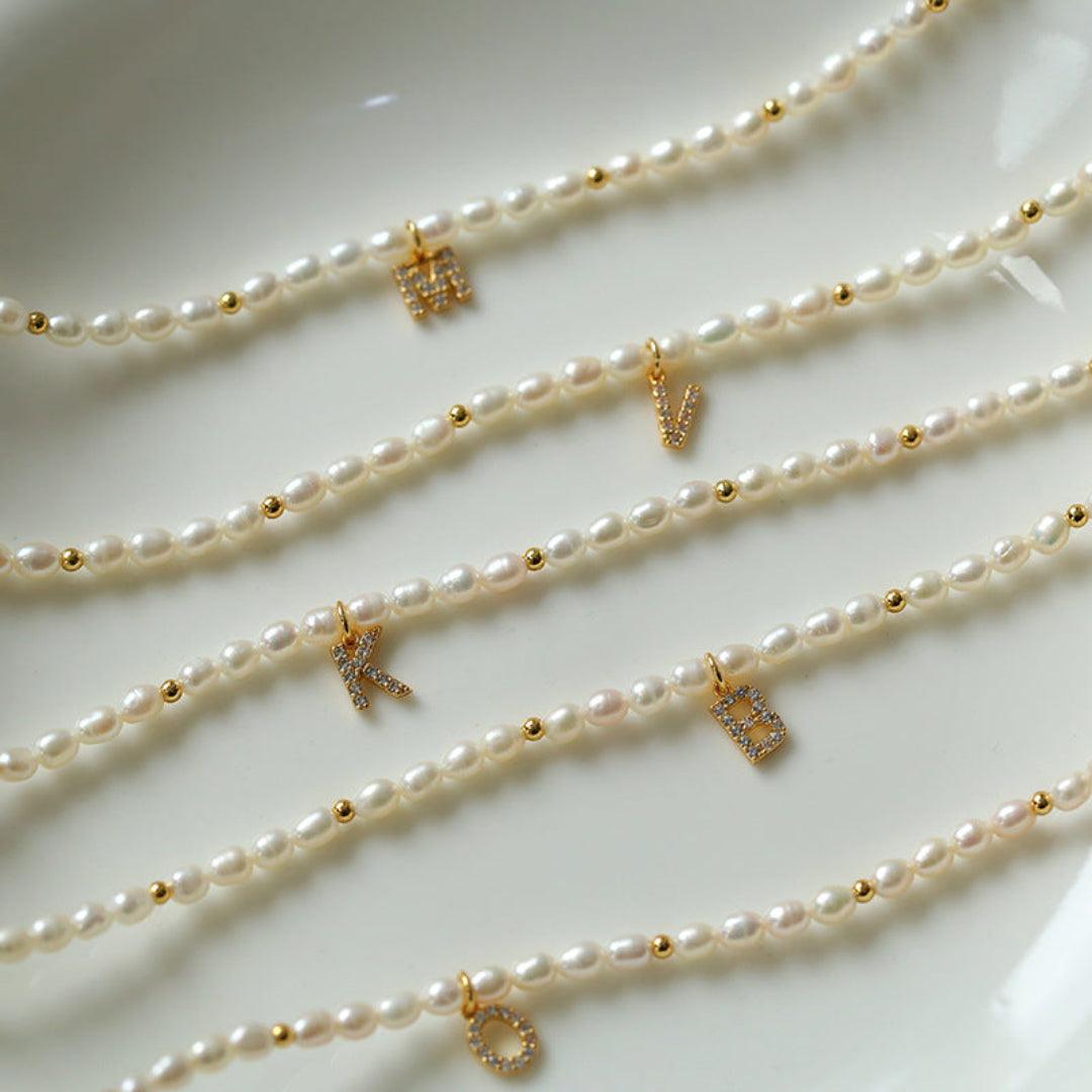 Vintage 26 Letter Pearl Necklace - Gembea Jewelry
