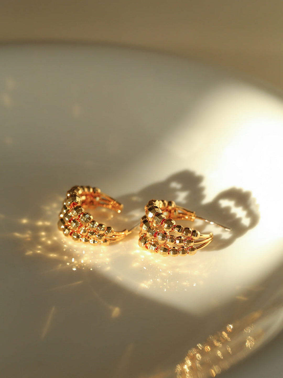 Multilayer Laser Bead Hoop Earrings