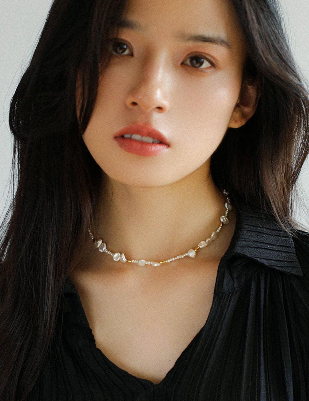 Simple Freshwater Rice Pearl Necklace - Gembea Jewelry