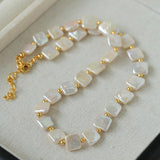 Natural Freshwater Square Pearl Chain Necklace