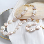 Natural Baroque Shaped Flat Pearl Bracelet