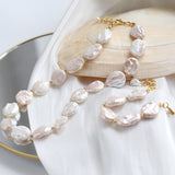 Natural Baroque Shaped Flat Pearl Bracelet