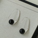 Hand-made Gray Red Black Agate Stone Ear Hooks Earrings