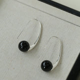 Hand-made Gray Red Black Agate Stone Ear Hooks Earrings