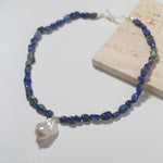 Shaped Lapis Lazuli Stone Baroque Pearl Necklace