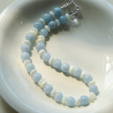 Gembea Jewelry Aquamarine White Scallop Beaded Necklace
