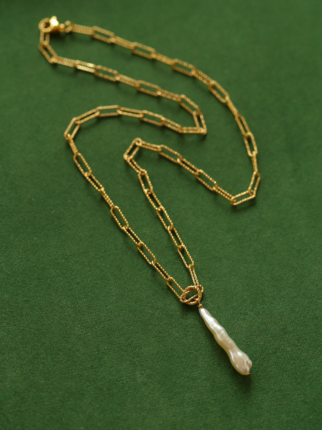 Gold Chain Baroque Pearl Necklace