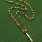 Gold Chain Baroque Pearl Necklace