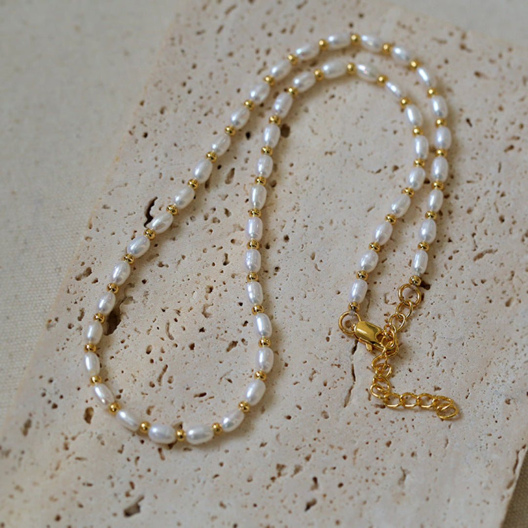 Gembea Jewelry Golden Bean Pearl Beaded Necklace