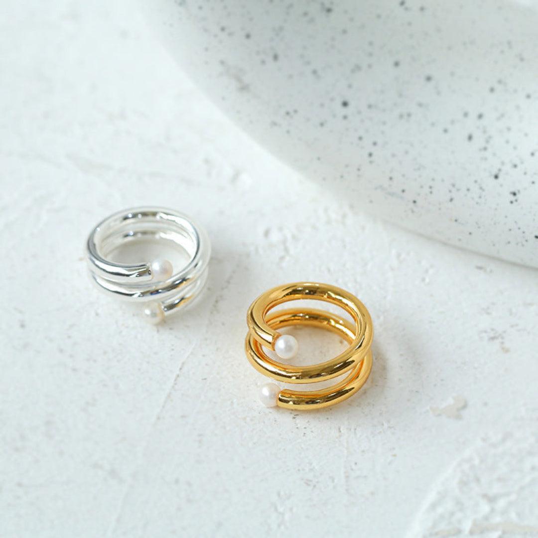 Multi-layer Spiral Pearl Open Ring - Gembea Jewelry
