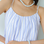Aquamarine White Scallop Beaded Bracelet Gembea Jewelry