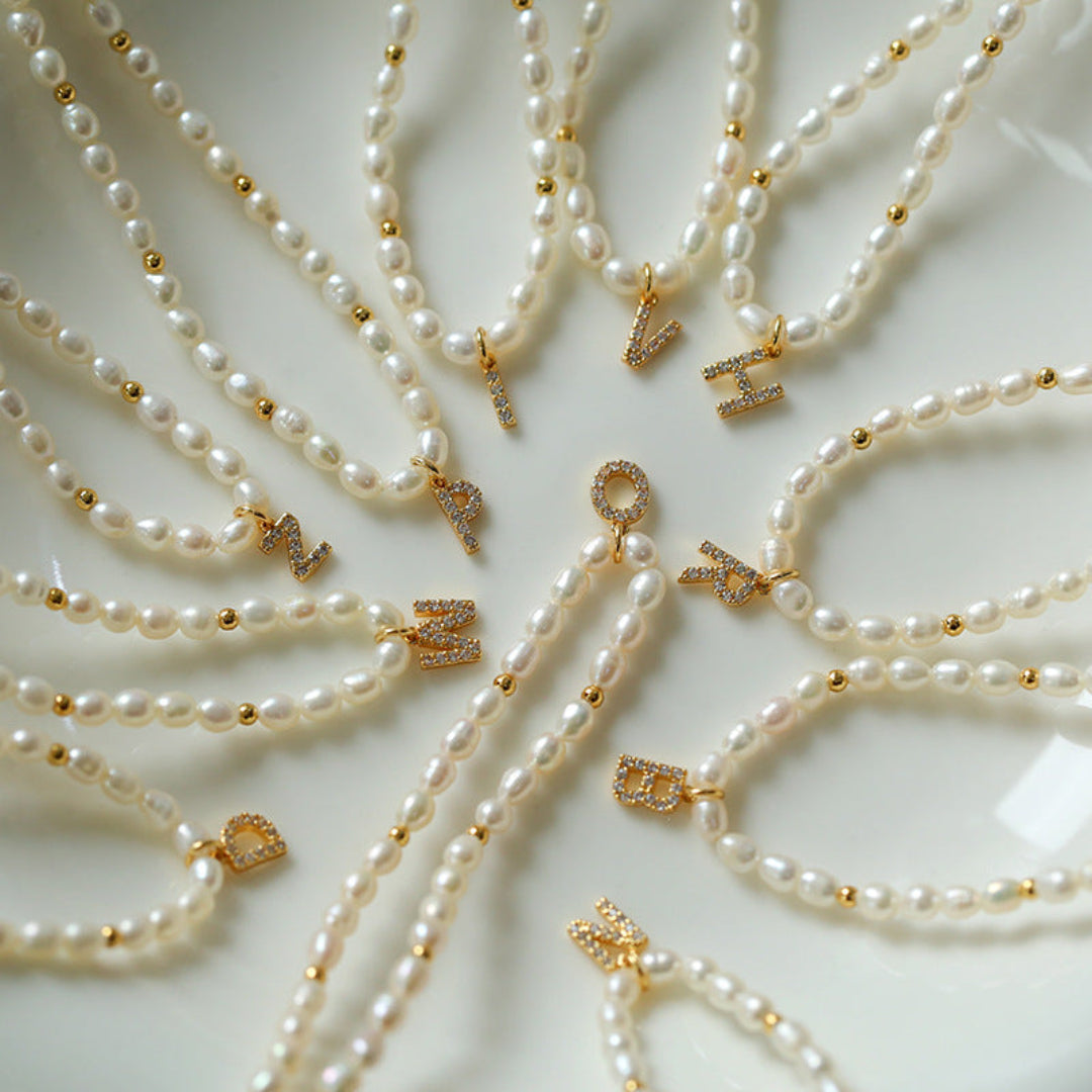 Vintage 26 Letter Pearl Necklace