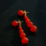 Graded Black and Red Agate Drop Earrings