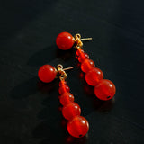 Graded Black and Red Agate Drop Earrings