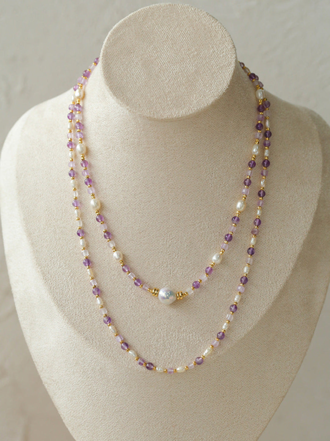 Amethyst Rice Pearl Necklace