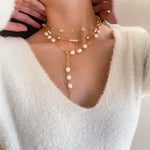 Overlay Natural Pearl Pendant Necklace