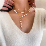 Overlay Natural Pearl Pendant Necklace