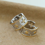 Hollowed-out Cross-flower Ear Clasp Earrings-Gembea Jewelry