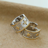 Hollowed-out Cross-flower Ear Clasp Earrings-Gembea Jewelry