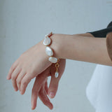 Natural Baroque Shaped Flat Pearl Bracelet